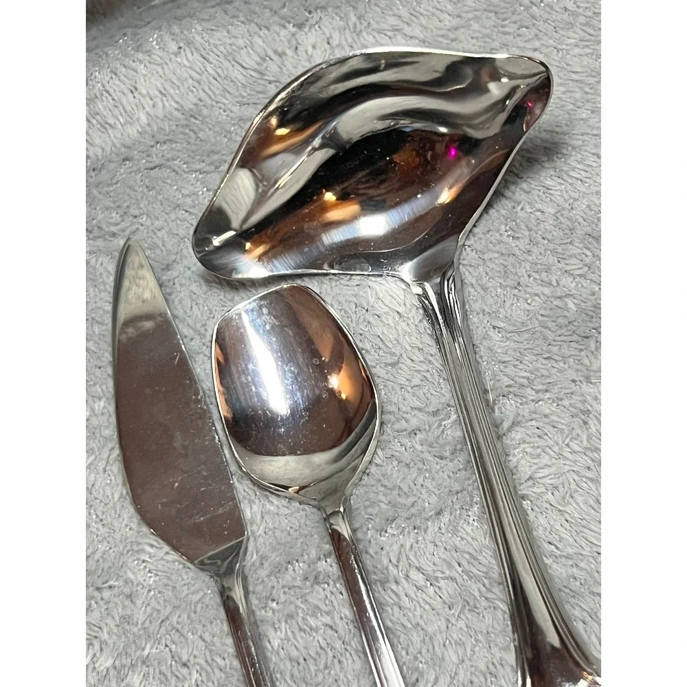 Eldan Japan Ornate Rococo Style Stainless Serving Set 3pc Vintage Made in Japan